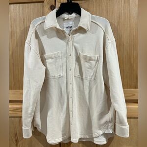 Aerie Off-White Textured Oversized Cozy Shirt/Shacket Sz XXS